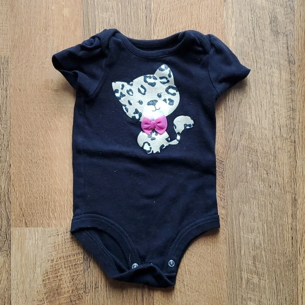 4‎ Piece Girls Animal Love- Cat footie, 2 Cheetah onesies, Monkey Jumper 6M